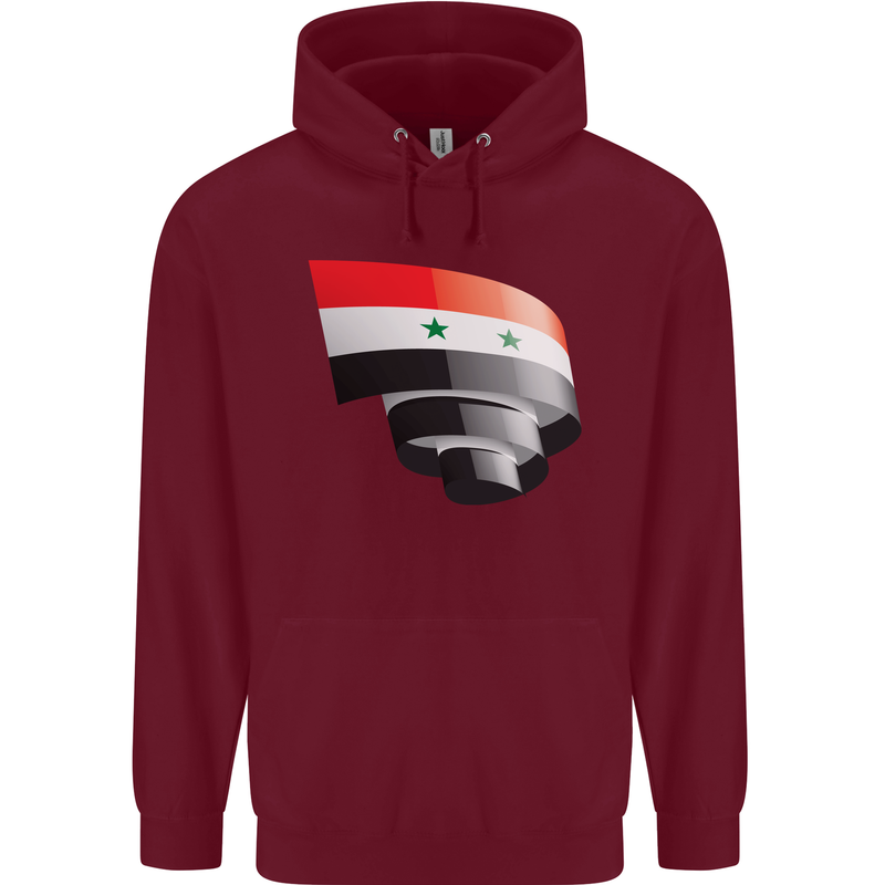 Curled Syria Flag Syrian Day Football Mens 80% Cotton Hoodie Maroon