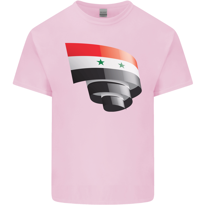 Curled Syria Flag Syrian Day Football Mens Cotton T-Shirt Tee Top Light Pink
