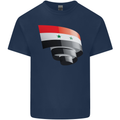 Curled Syria Flag Syrian Day Football Mens Cotton T-Shirt Tee Top Navy Blue