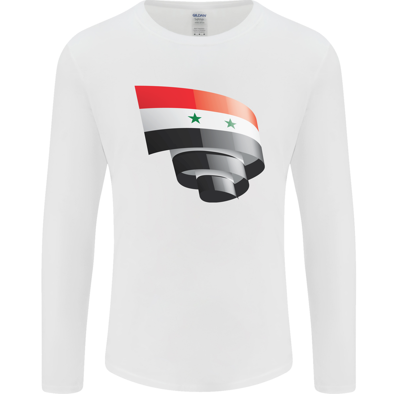 Curled Syria Flag Syrian Day Football Mens Long Sleeve T-Shirt White