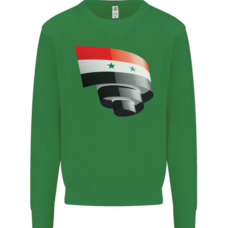 Curled Syria Flag Syrian Day Football Mens Sweatshirt Jumper Irish Green