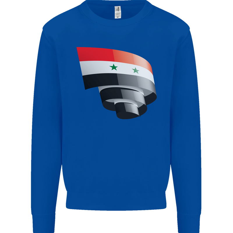 Curled Syria Flag Syrian Day Football Mens Sweatshirt Jumper Royal Blue