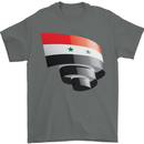 Curled Syria Flag Syrian Day Football Mens T-Shirt 100% Cotton Charcoal