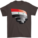 Curled Syria Flag Syrian Day Football Mens T-Shirt 100% Cotton Dark Chocolate