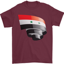 Curled Syria Flag Syrian Day Football Mens T-Shirt 100% Cotton Maroon