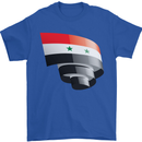 Curled Syria Flag Syrian Day Football Mens T-Shirt 100% Cotton Royal Blue