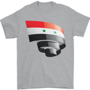 Curled Syria Flag Syrian Day Football Mens T-Shirt 100% Cotton Sports Grey