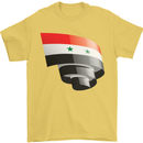 Curled Syria Flag Syrian Day Football Mens T-Shirt 100% Cotton Yellow