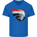 Curled Syria Flag Syrian Day Football Mens V-Neck Cotton T-Shirt Royal Blue