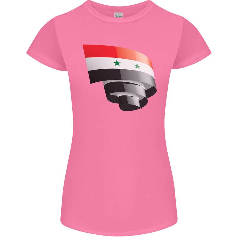Curled Syria Flag Syrian Day Football Womens Petite Cut T-Shirt Azalea