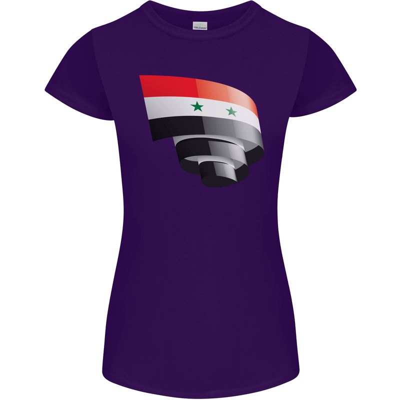 Curled Syria Flag Syrian Day Football Womens Petite Cut T-Shirt Purple