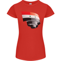 Curled Syria Flag Syrian Day Football Womens Petite Cut T-Shirt Red