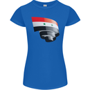Curled Syria Flag Syrian Day Football Womens Petite Cut T-Shirt Royal Blue