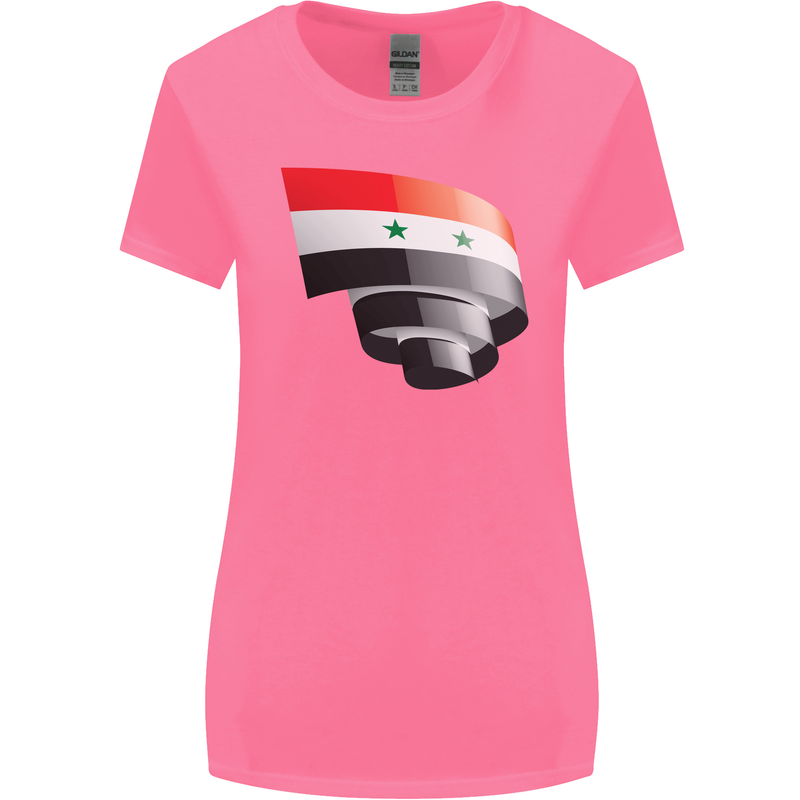 Curled Syria Flag Syrian Day Football Womens Wider Cut T-Shirt Azalea