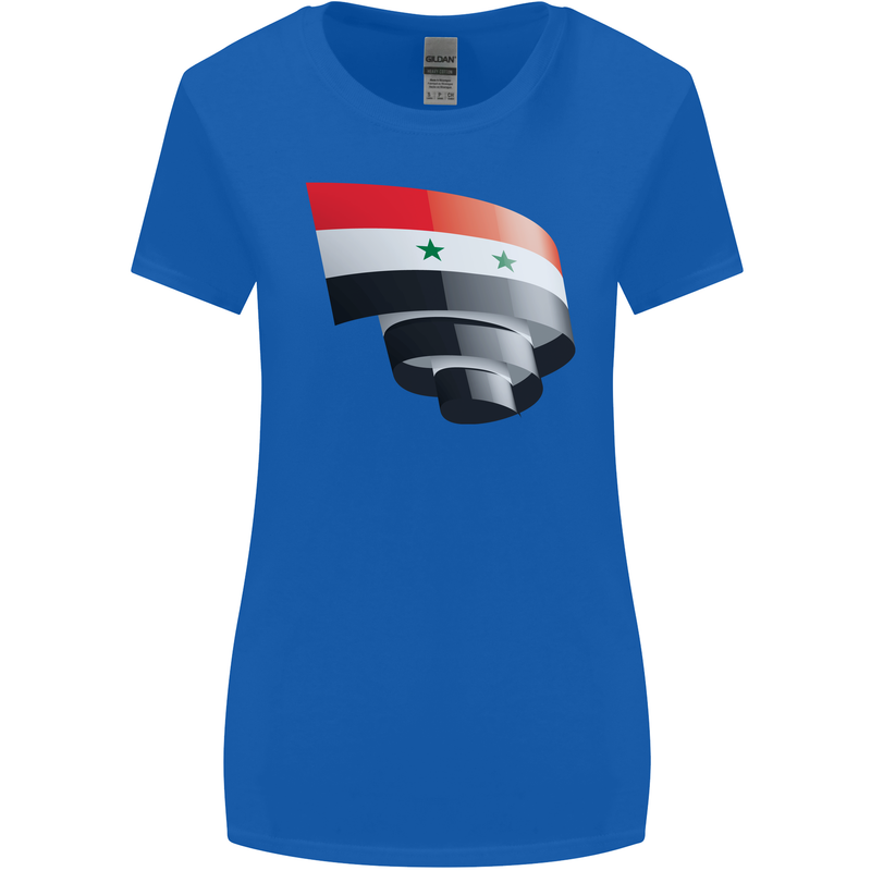 Curled Syria Flag Syrian Day Football Womens Wider Cut T-Shirt Royal Blue