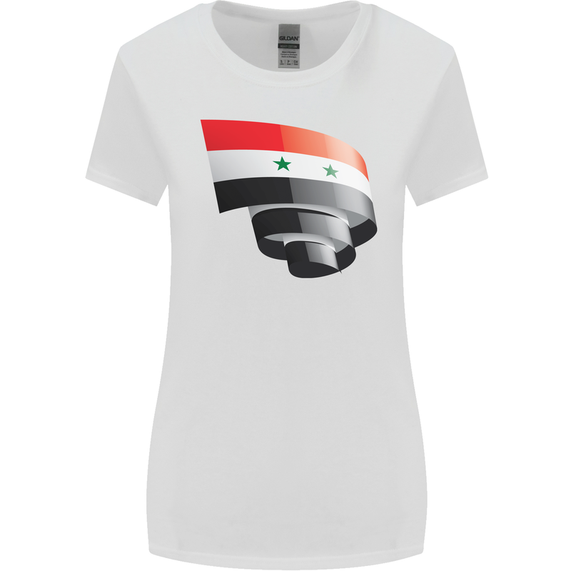 Curled Syria Flag Syrian Day Football Womens Wider Cut T-Shirt White