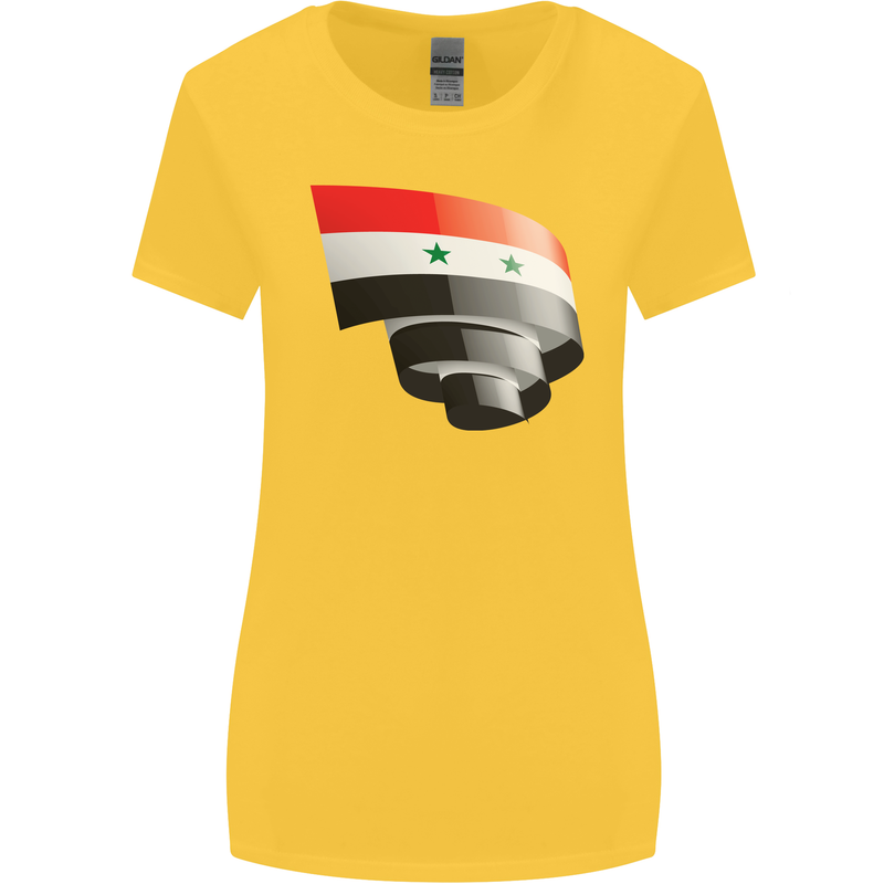 Curled Syria Flag Syrian Day Football Womens Wider Cut T-Shirt Yellow