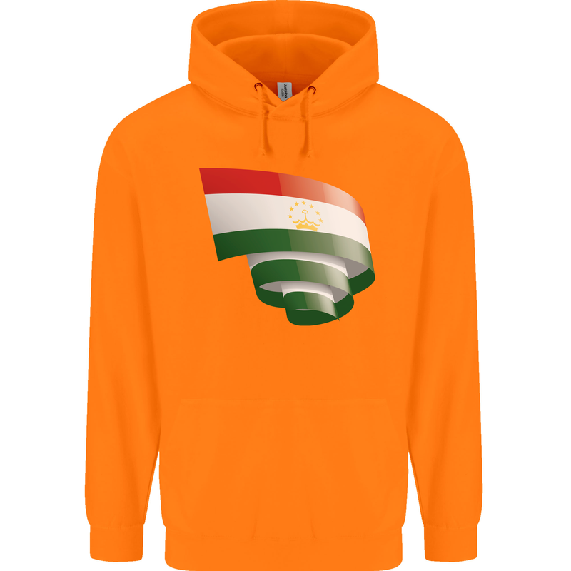 Curled Tajikistan Flag Tajik Day Football Childrens Kids Hoodie Orange