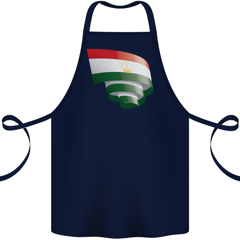Curled Tajikistan Flag Tajik Day Football Cotton Apron 100% Organic Navy Blue