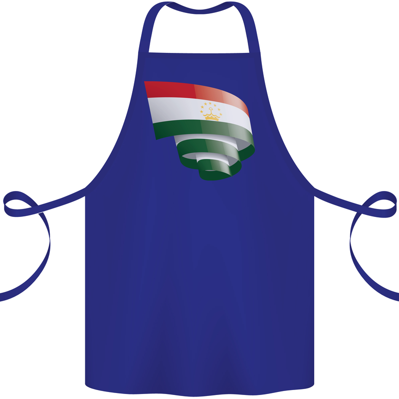 Curled Tajikistan Flag Tajik Day Football Cotton Apron 100% Organic Royal Blue