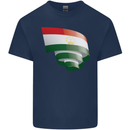Curled Tajikistan Flag Tajik Day Football Kids T-Shirt Childrens Navy Blue