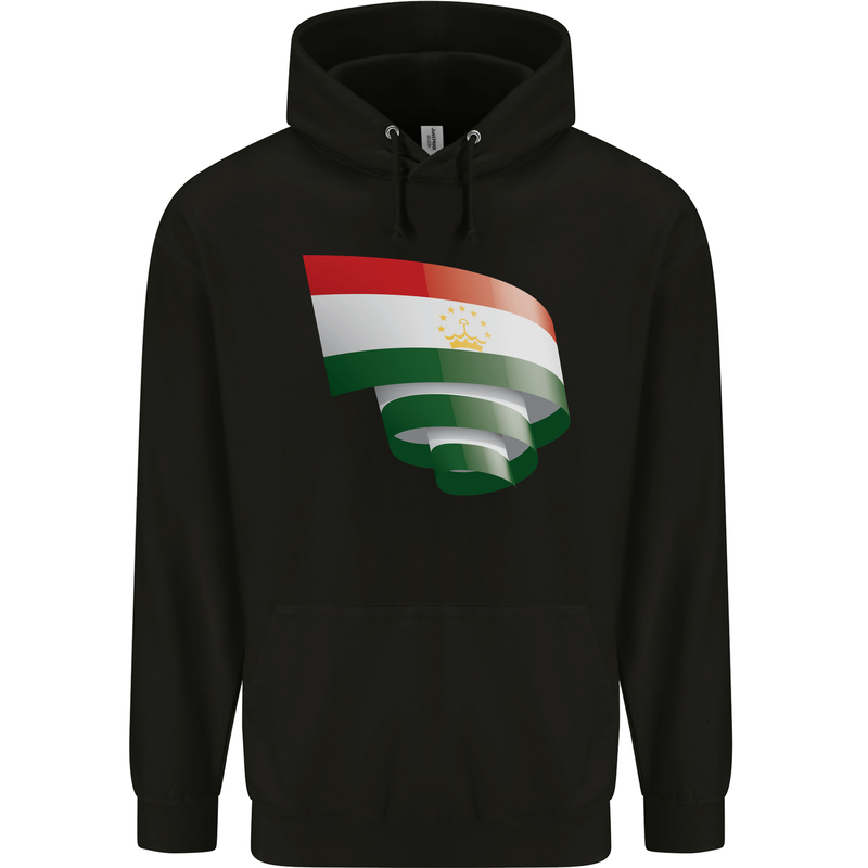Curled Tajikistan Flag Tajik Day Football Mens 80% Cotton Hoodie Black