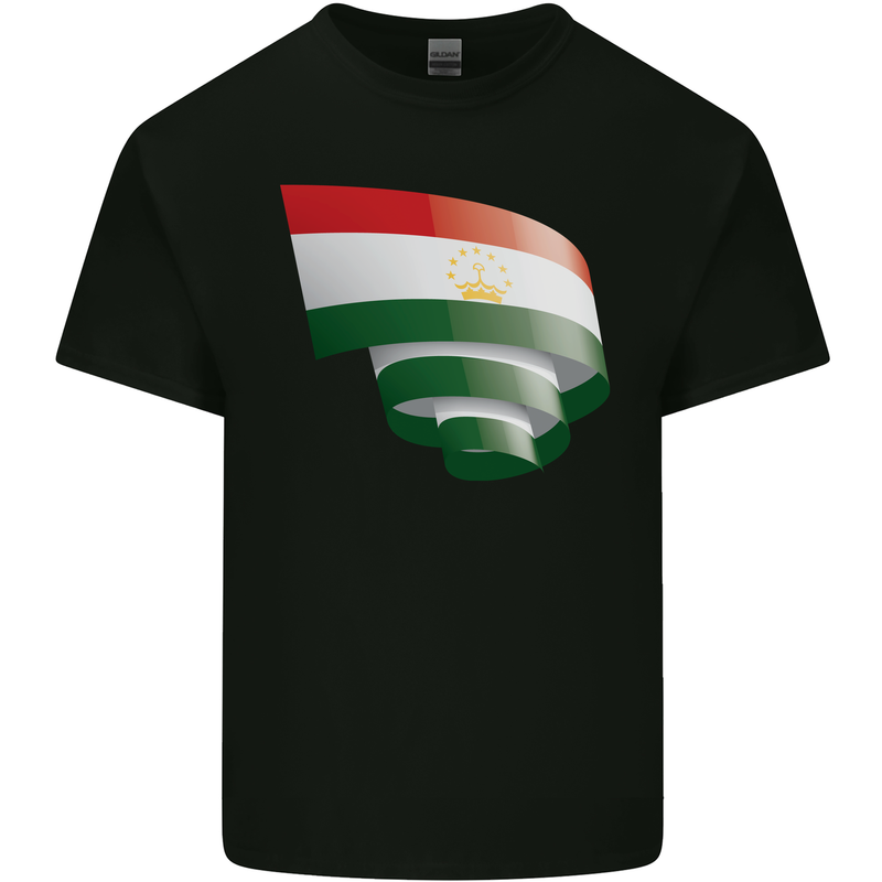 Curled Tajikistan Flag Tajik Day Football Mens Cotton T-Shirt Tee Top Black