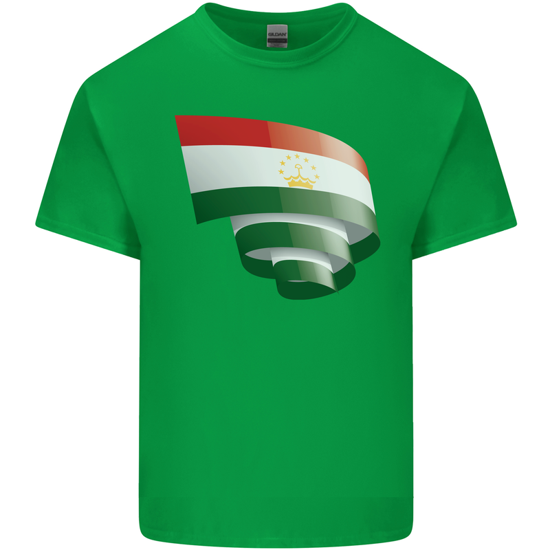 Curled Tajikistan Flag Tajik Day Football Mens Cotton T-Shirt Tee Top Irish Green