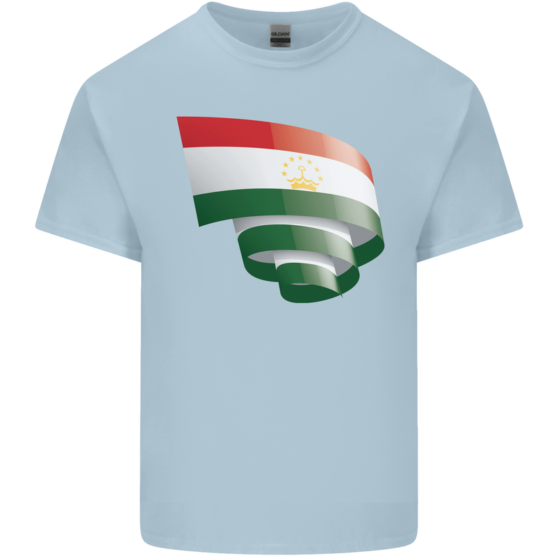 Curled Tajikistan Flag Tajik Day Football Mens Cotton T-Shirt Tee Top Light Blue