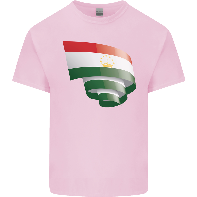 Curled Tajikistan Flag Tajik Day Football Mens Cotton T-Shirt Tee Top Light Pink