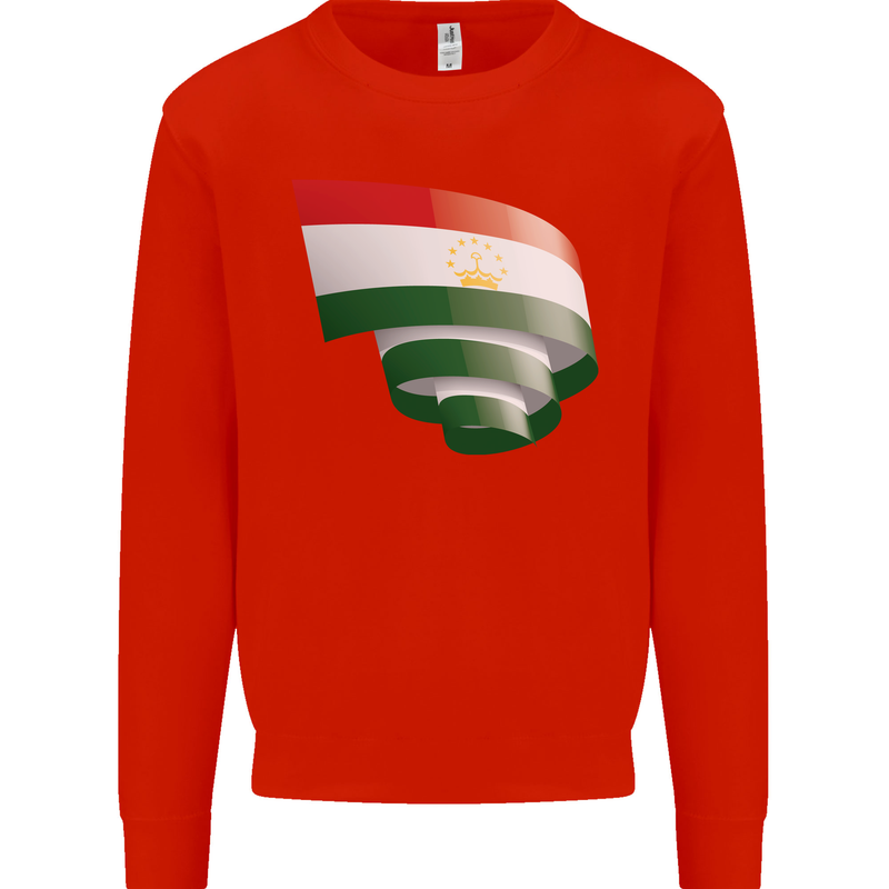 Curled Tajikistan Flag Tajik Day Football Mens Sweatshirt Jumper Bright Red