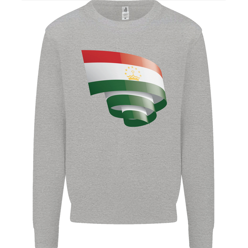 Curled Tajikistan Flag Tajik Day Football Mens Sweatshirt Jumper Sports Grey