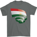 Curled Tajikistan Flag Tajik Day Football Mens T-Shirt 100% Cotton Charcoal