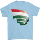 Curled Tajikistan Flag Tajik Day Football Mens T-Shirt 100% Cotton Light Blue