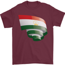 Curled Tajikistan Flag Tajik Day Football Mens T-Shirt 100% Cotton Maroon