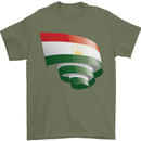 Curled Tajikistan Flag Tajik Day Football Mens T-Shirt 100% Cotton Military Green