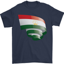 Curled Tajikistan Flag Tajik Day Football Mens T-Shirt 100% Cotton Navy Blue