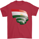 Curled Tajikistan Flag Tajik Day Football Mens T-Shirt 100% Cotton Red