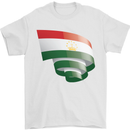 Curled Tajikistan Flag Tajik Day Football Mens T-Shirt 100% Cotton White