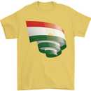 Curled Tajikistan Flag Tajik Day Football Mens T-Shirt 100% Cotton Yellow