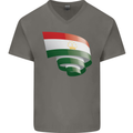 Curled Tajikistan Flag Tajik Day Football Mens V-Neck Cotton T-Shirt Charcoal