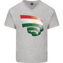 Curled Tajikistan Flag Tajik Day Football Mens V-Neck Cotton T-Shirt Sports Grey
