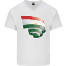 Curled Tajikistan Flag Tajik Day Football Mens V-Neck Cotton T-Shirt White