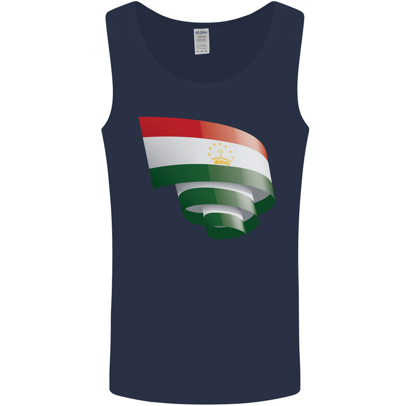 Curled Tajikistan Flag Tajik Day Football Mens Vest Tank Top Navy Blue