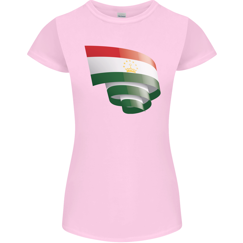 Curled Tajikistan Flag Tajik Day Football Womens Petite Cut T-Shirt Light Pink