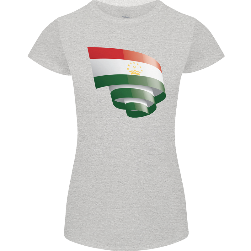 Curled Tajikistan Flag Tajik Day Football Womens Petite Cut T-Shirt Sports Grey
