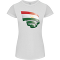 Curled Tajikistan Flag Tajik Day Football Womens Petite Cut T-Shirt White