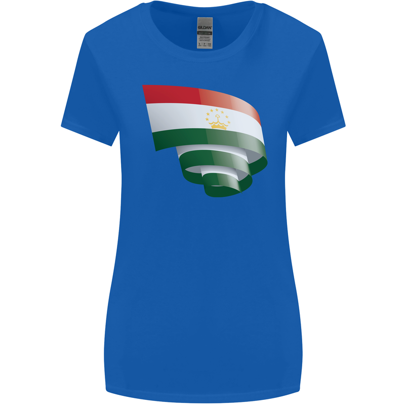 Curled Tajikistan Flag Tajik Day Football Womens Wider Cut T-Shirt Royal Blue