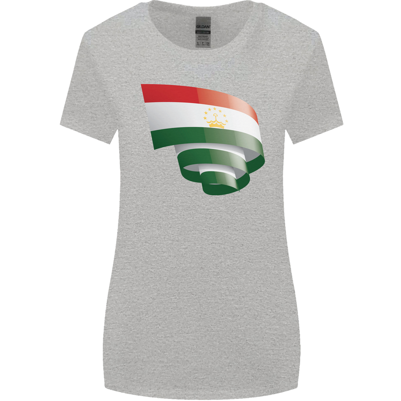 Curled Tajikistan Flag Tajik Day Football Womens Wider Cut T-Shirt Sports Grey