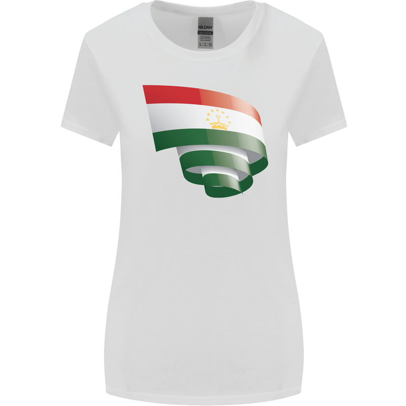 Curled Tajikistan Flag Tajik Day Football Womens Wider Cut T-Shirt White